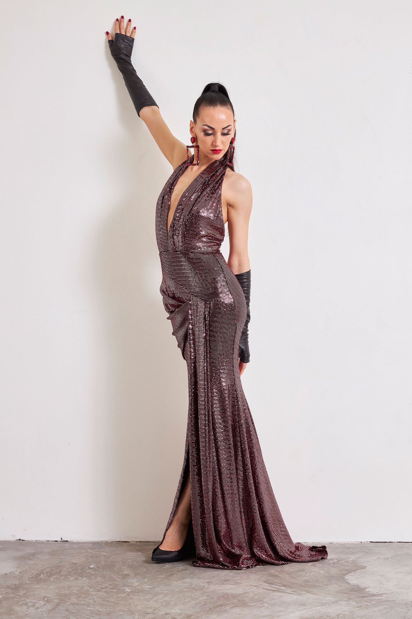 Deep-V Luxury Sequin Evening Dress