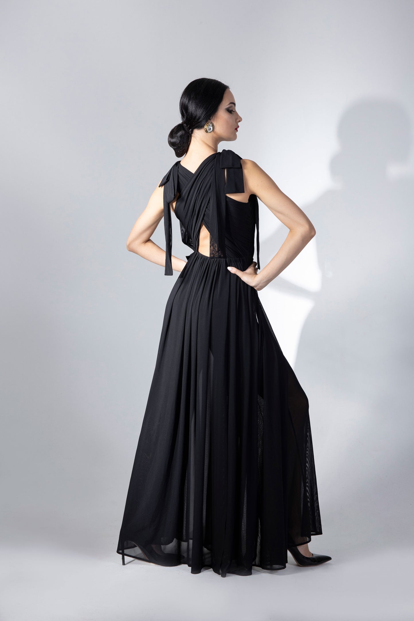 Shoulder with Bows Sleeveless Evening Dress