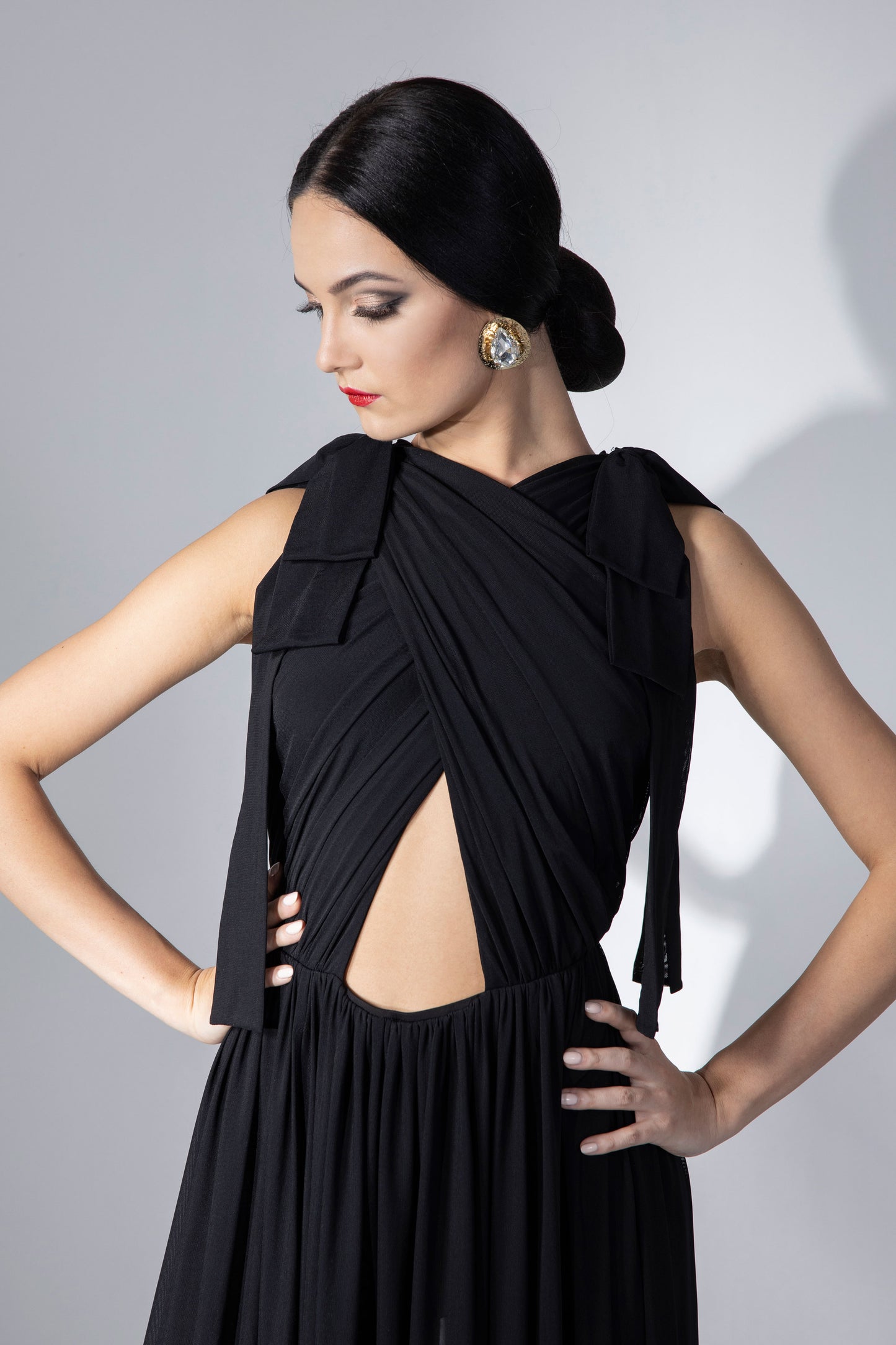 Shoulder with Bows Sleeveless Evening Dress