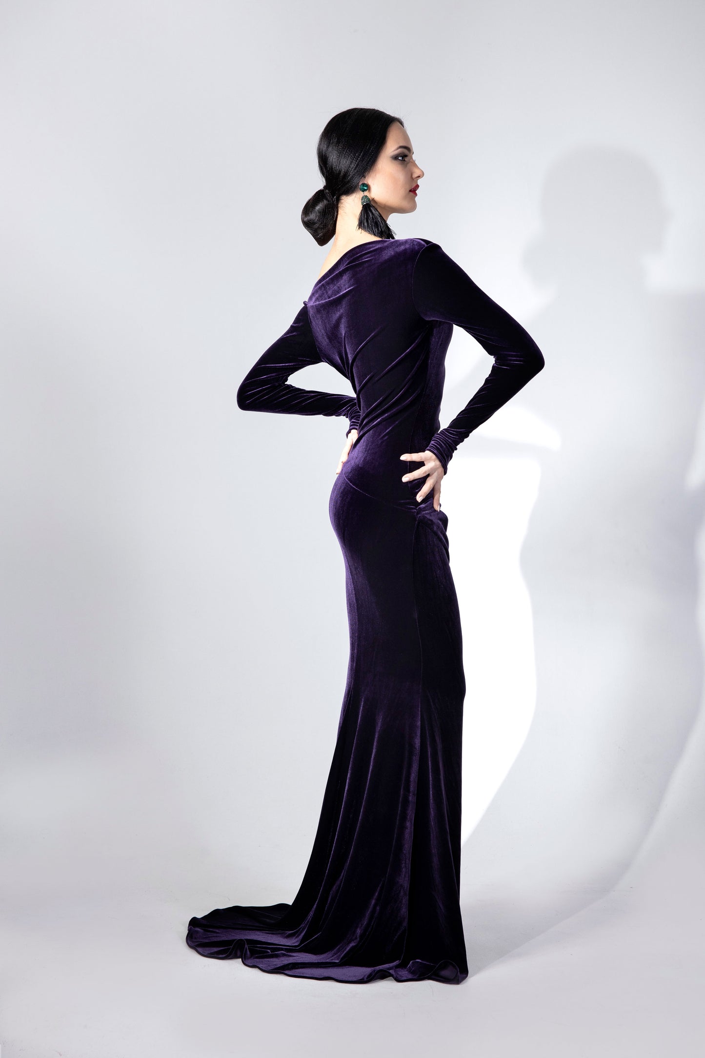 Asymmetric Long Sleeves Evening Dress