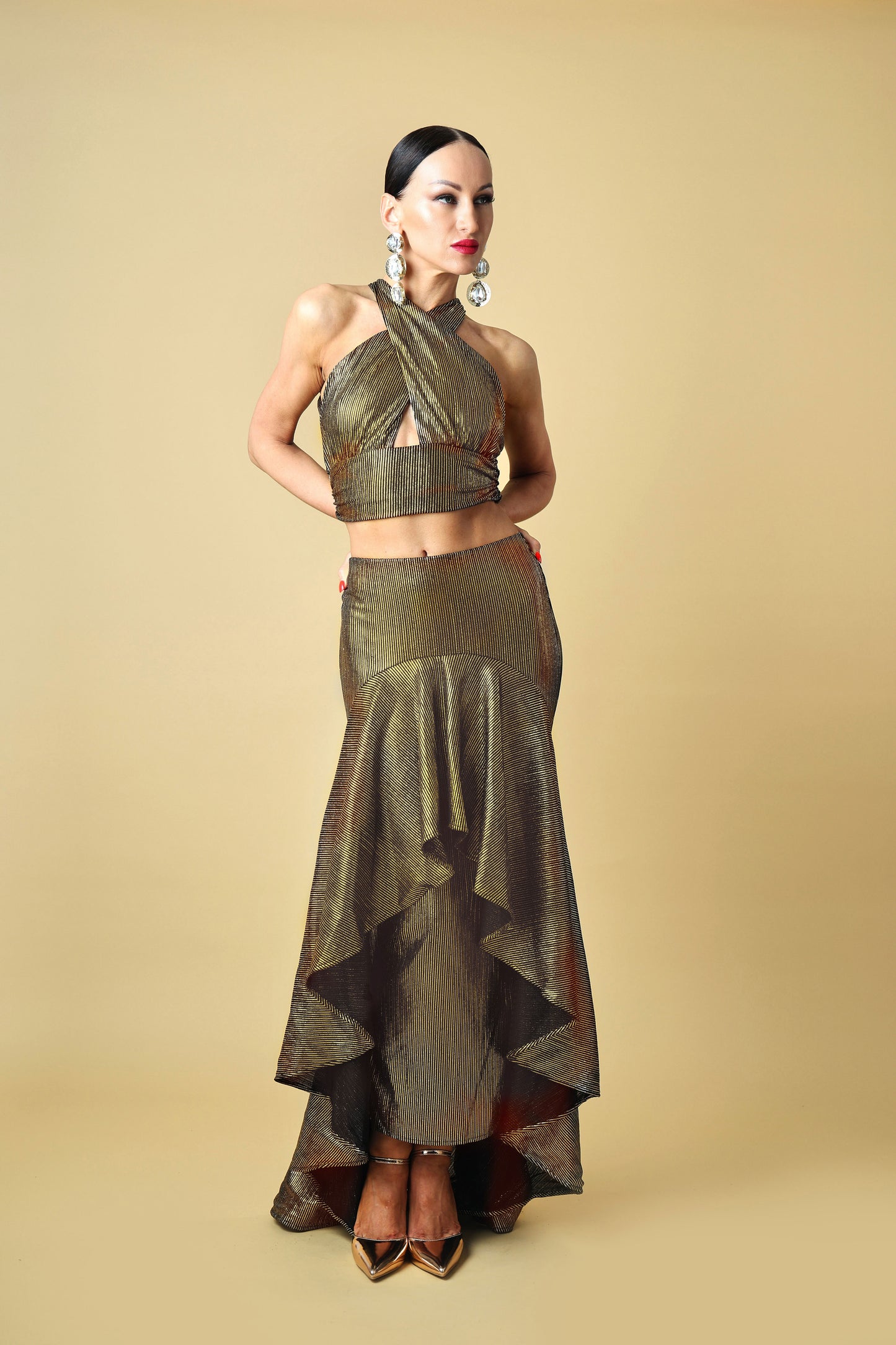 High Waist Ruffles Long Skirt