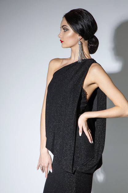 Asymmetric Sleeveless Evening Dress