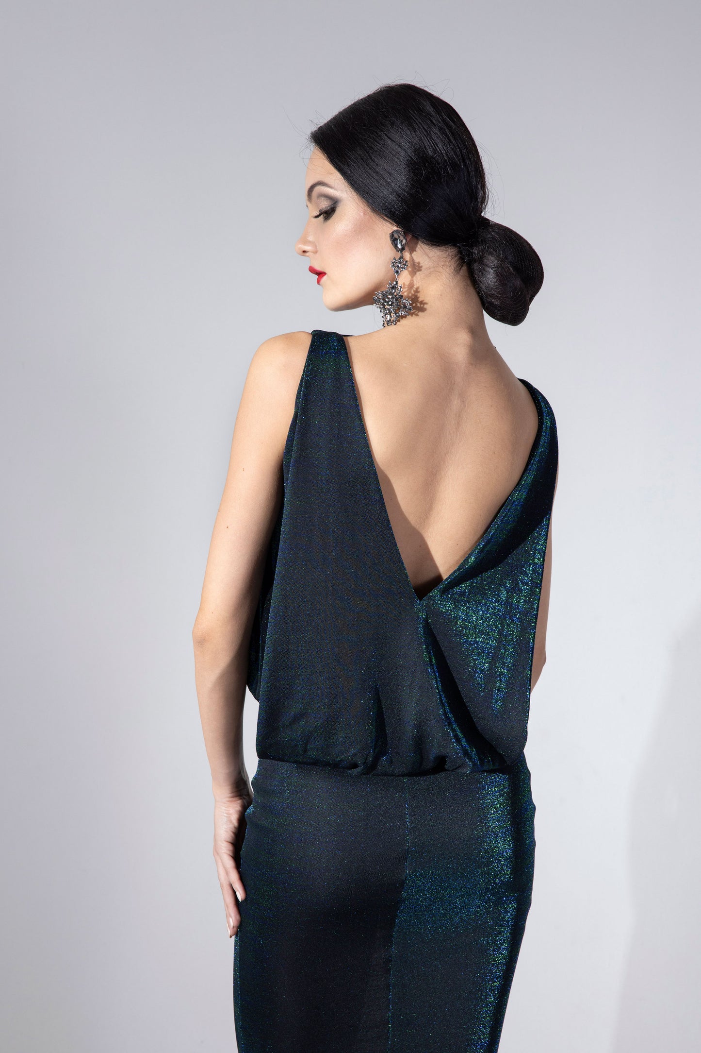 Sleeveless Open Back Evening Dress