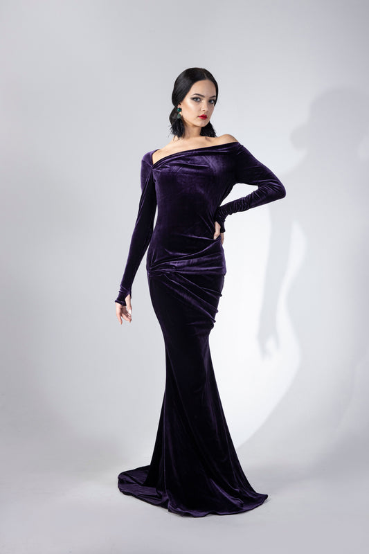 Asymmetric Long Sleeves Evening Dress