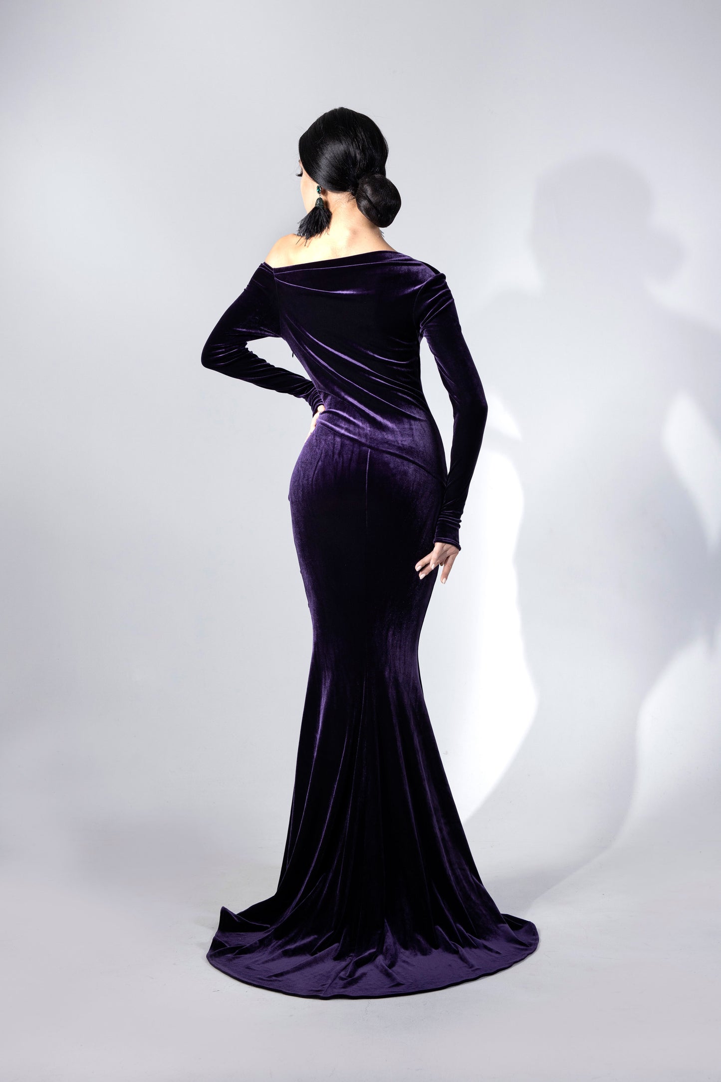 Asymmetric Long Sleeves Evening Dress