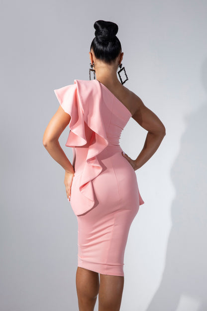 Asymmetric Ruffles Cocktail Dress