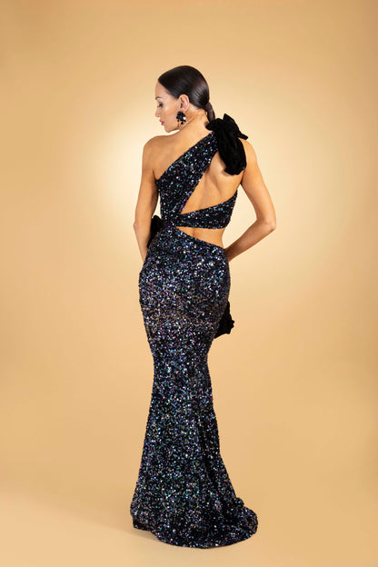 Asymmetric Sleeveless Evening Dress