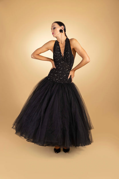 V-Neck Rainy Stone Couture Dress