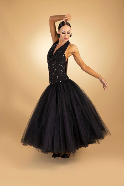 V-Neck Rainy Stone Couture Dress