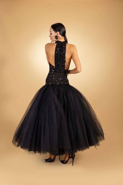 V-Neck Rainy Stone Couture Dress