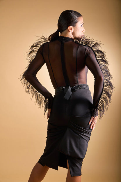 See-Through Feather Bodysuit