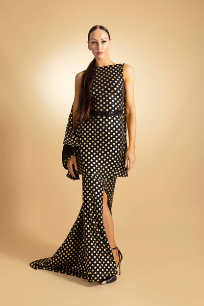 Sleeveless Bat Wing Back Evening Dress