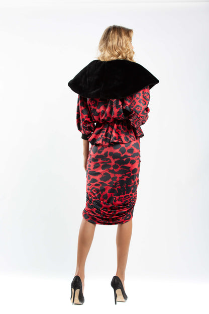 Leo Print Short Skirt with Slit